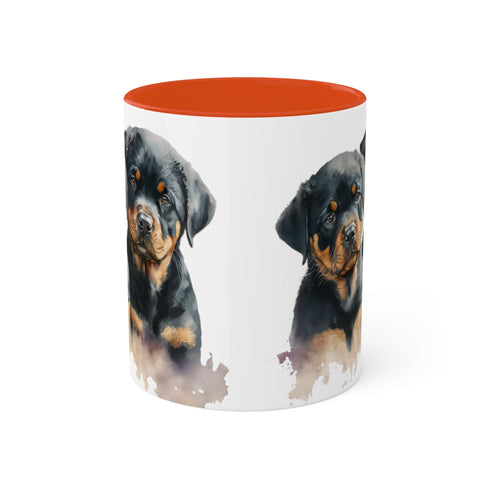 Rottweiler Pupies - Color Accent Mugs, 11oz